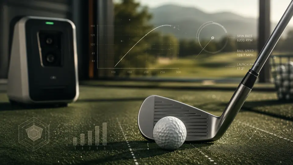 Launch monitor and golf club with tasteful swing data graphics